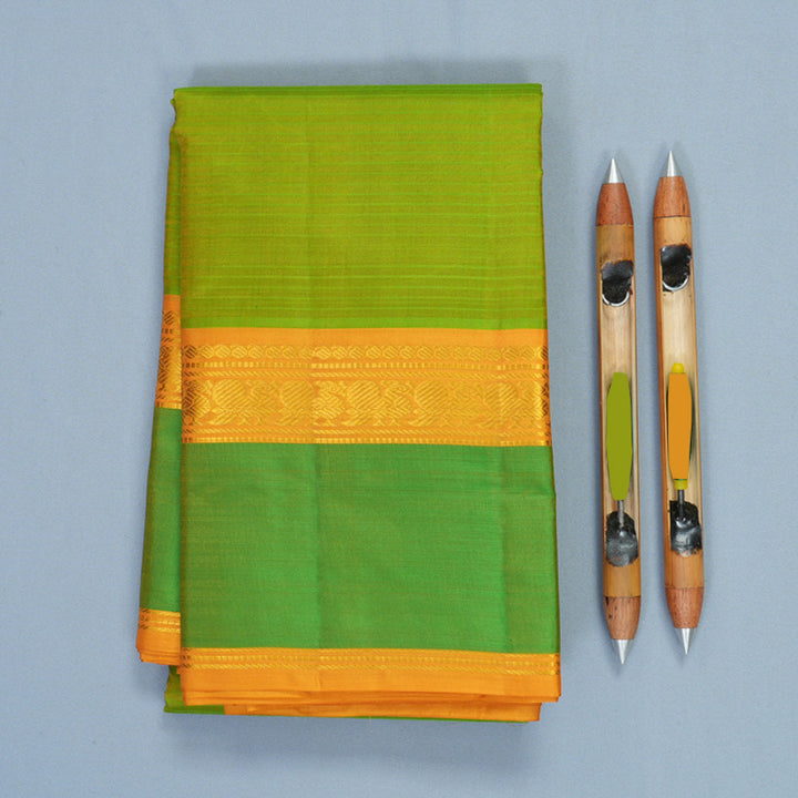 Hayagrivas Handloom Sampanga Green Kanjivaram Silk Saree with Parrot Green Border KBF912H2-22