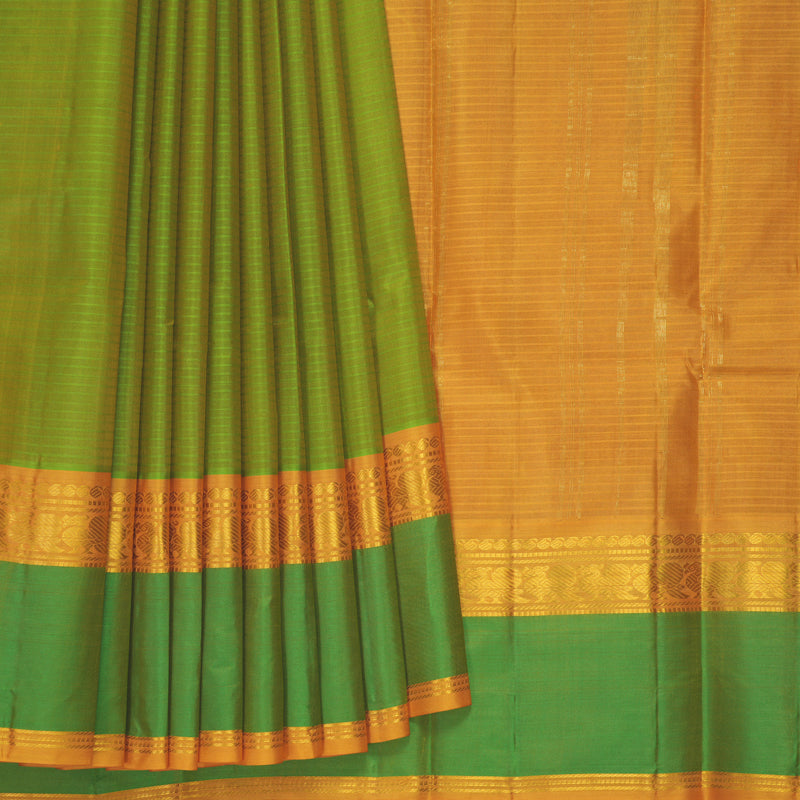 Hayagrivas Handloom Sampanga Green Kanjivaram Silk Saree with Parrot Green Border KBF912H2-22