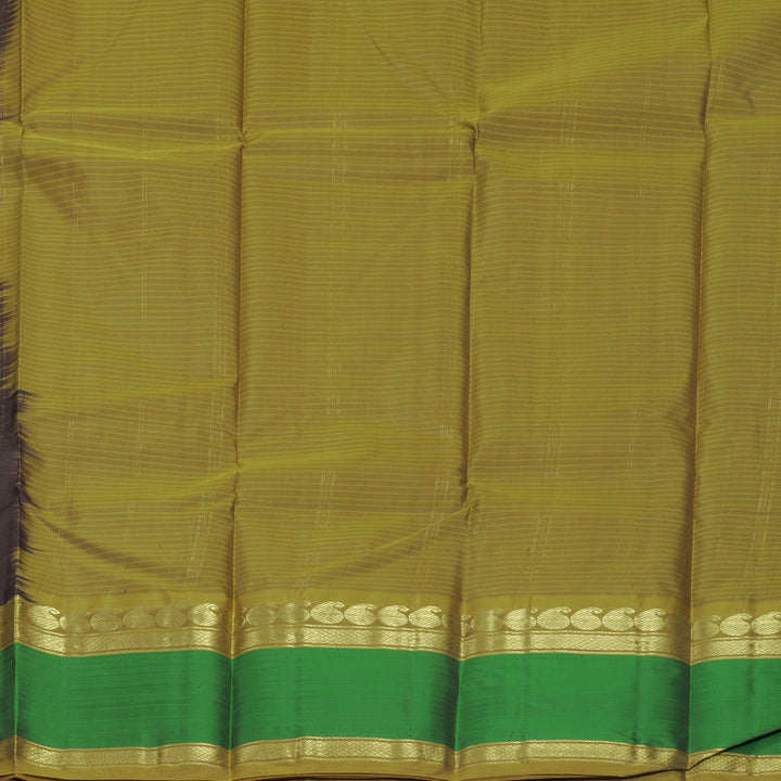 Hayagrivas Handloom Deep Snuff Kanjivaram Silk Saree with Aqua Green Border KBF912H2-23