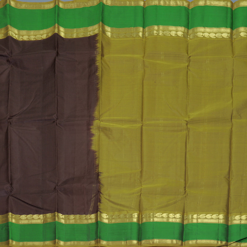 Hayagrivas Handloom Deep Snuff Kanjivaram Silk Saree with Aqua Green Border KBF912H2-23
