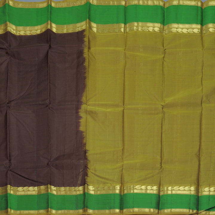 Hayagrivas Handloom Deep Snuff Kanjivaram Silk Saree with Aqua Green Border KBF912H2-23