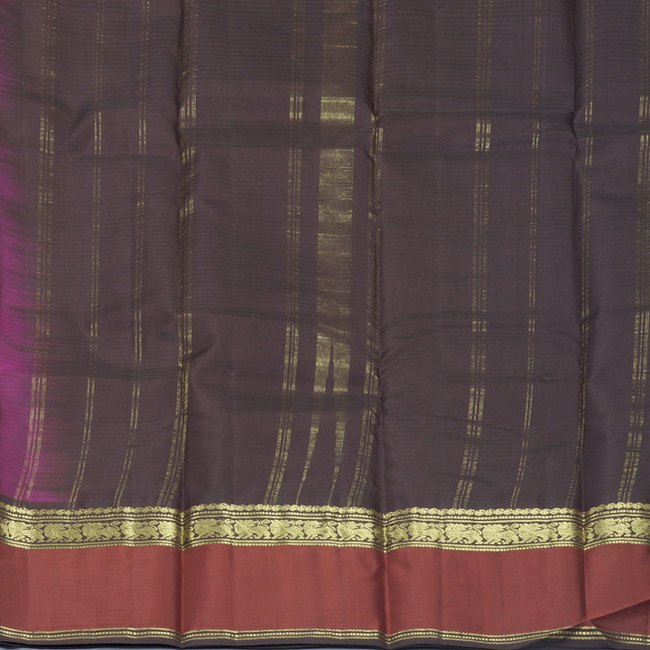 Hayagrivas Handloom Wine Purple Kanjivaram Silk Saree with Ganga Jamuna Border KBF912H2-3