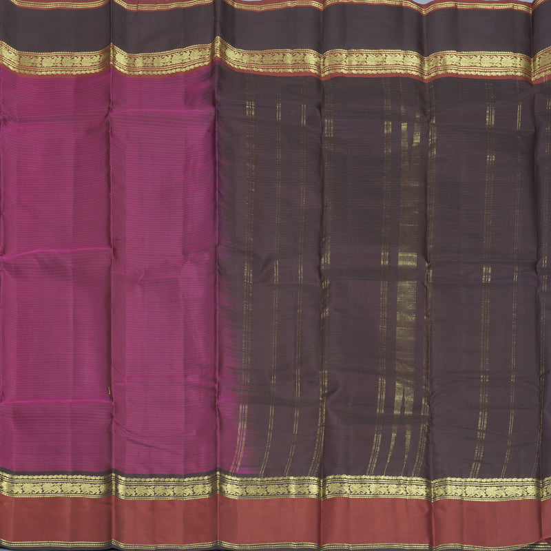 Hayagrivas Handloom Wine Purple Kanjivaram Silk Saree with Ganga Jamuna Border KBF912H2-3