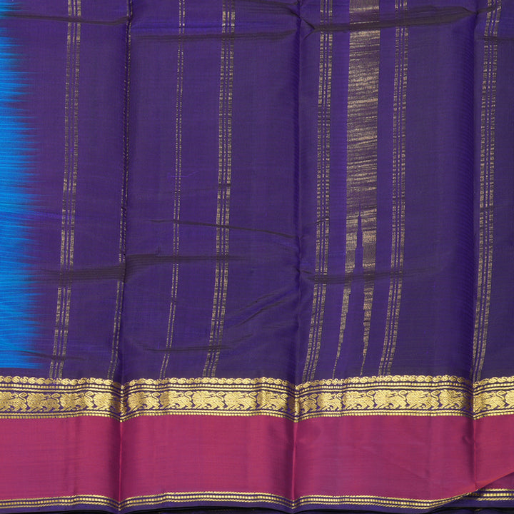 Hayagrivas Handloom Aqua Blue Kanjivaram Silk Saree with Ganga Jamuna Border KBF912H2-4