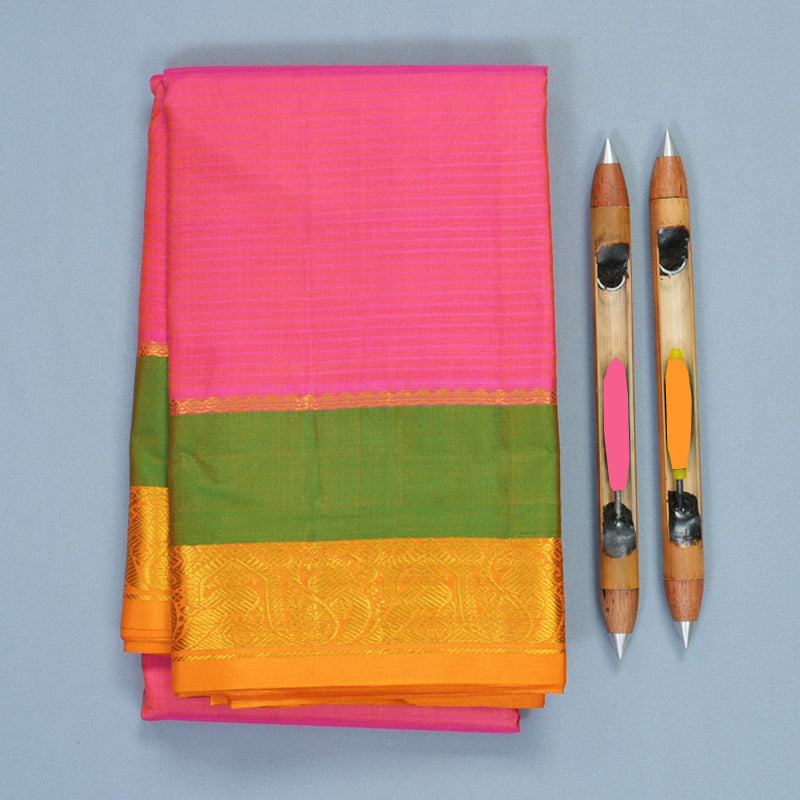 Hayagrivas Handloom Orangish-Pink Kanjivaram Silk Saree KBF912H2-6