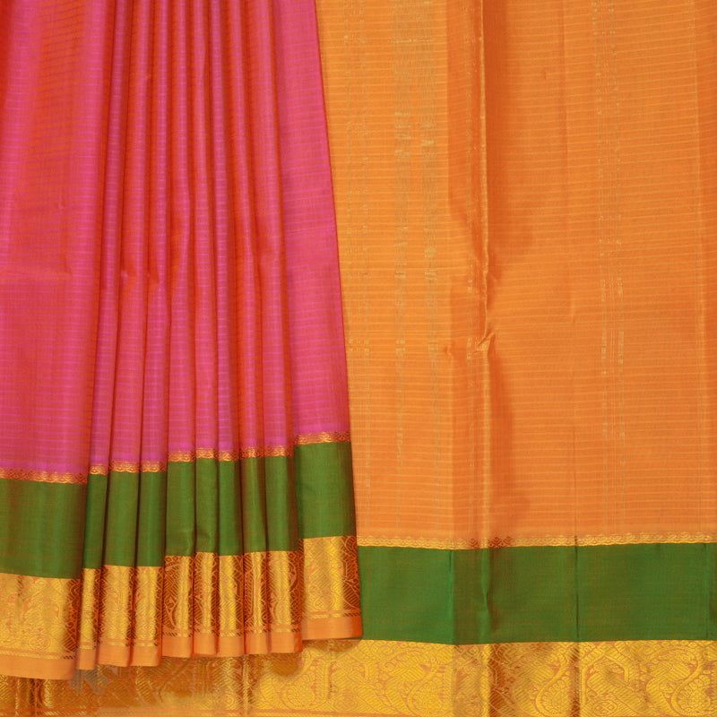Hayagrivas Handloom Orangish-Pink Kanjivaram Silk Saree KBF912H2-6