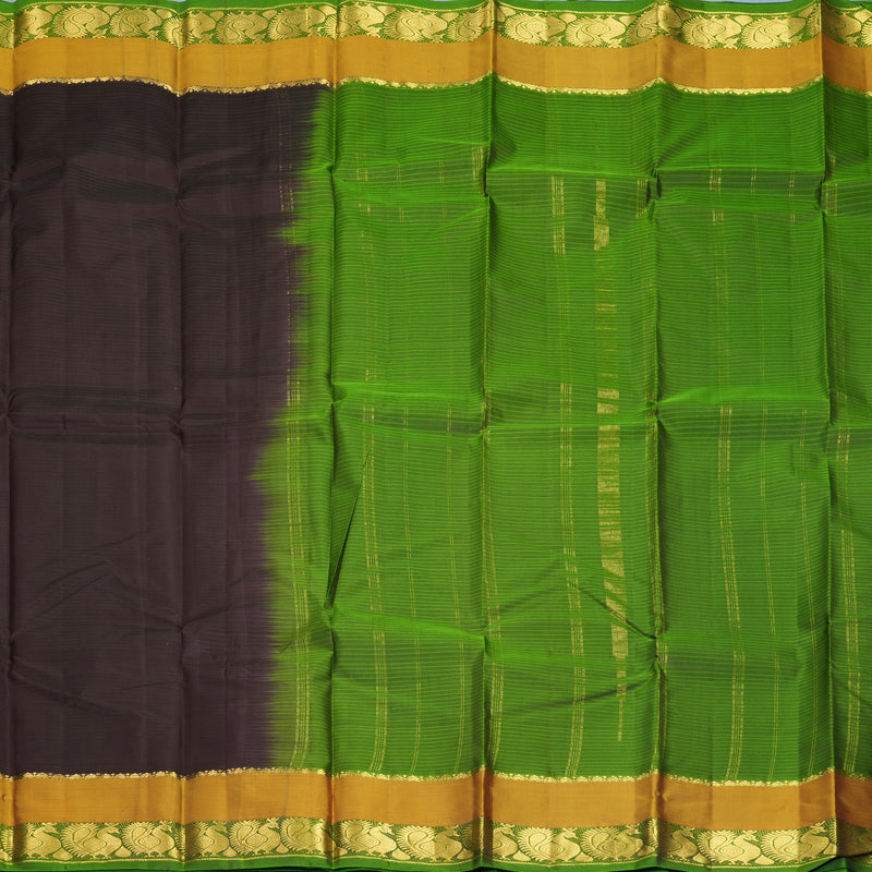 Hayagrivas Handloom Dark Brown Kanjivaram Silk Saree KBF912H2-9
