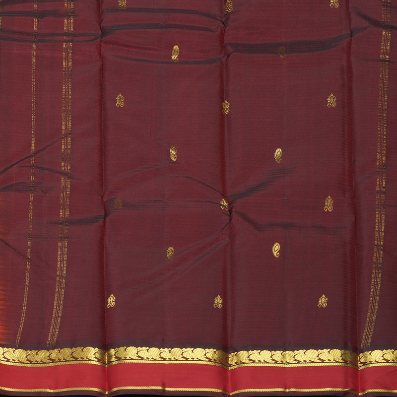 Hayagrivas Handloom Orange Kanjivaram Silk Saree with Red Border KBF912H3-12
