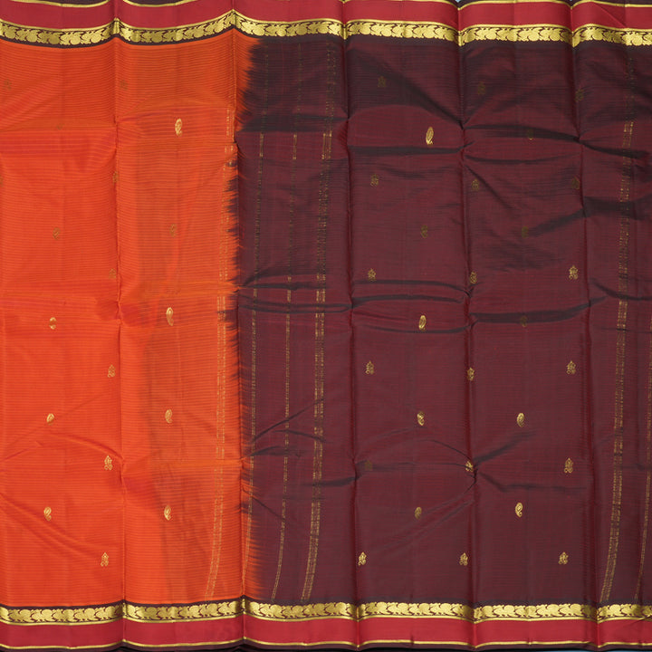 Hayagrivas Handloom Orange Kanjivaram Silk Saree with Red Border KBF912H3-12