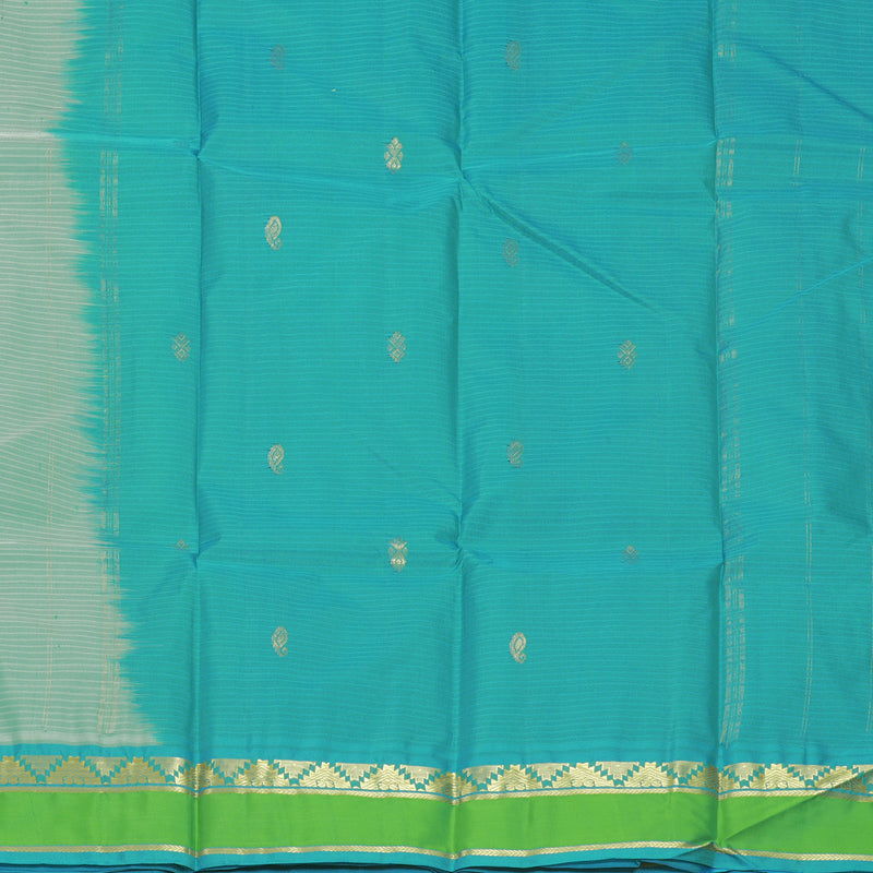 Hayagrivas Handloom Sea Green Kanjivaram Silk Saree with Parrot Green Border KBF912H3-21