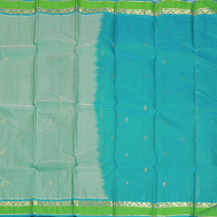 Hayagrivas Handloom Sea Green Kanjivaram Silk Saree with Parrot Green Border KBF912H3-21