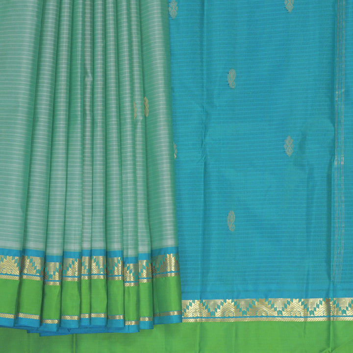 Hayagrivas Handloom Sea Green Kanjivaram Silk Saree with Parrot Green Border KBF912H3-21
