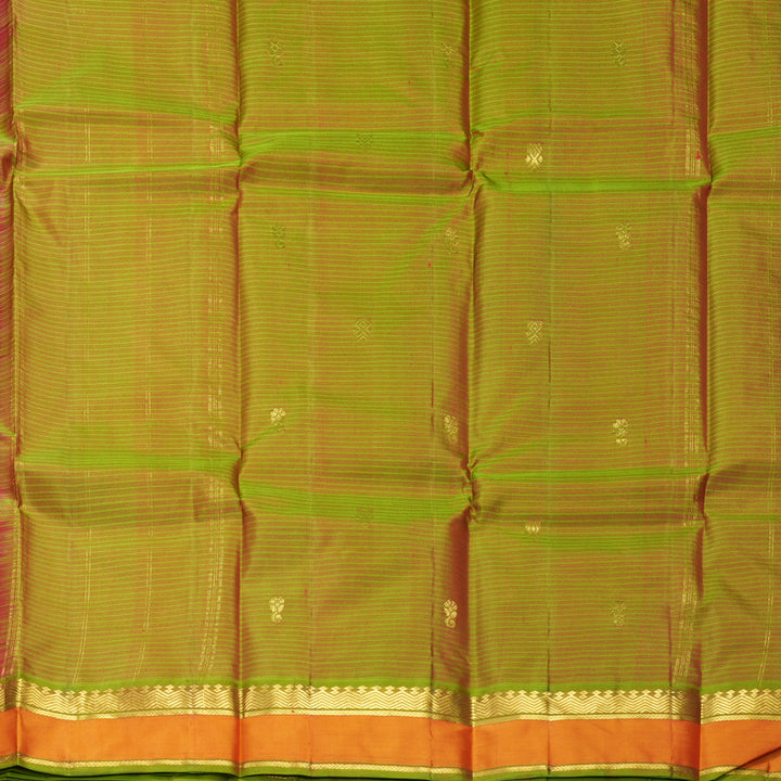 Hayagrivas Handloom Rani Pink Kanjivaram Silk Saree with Orange Border KBF912H3-25