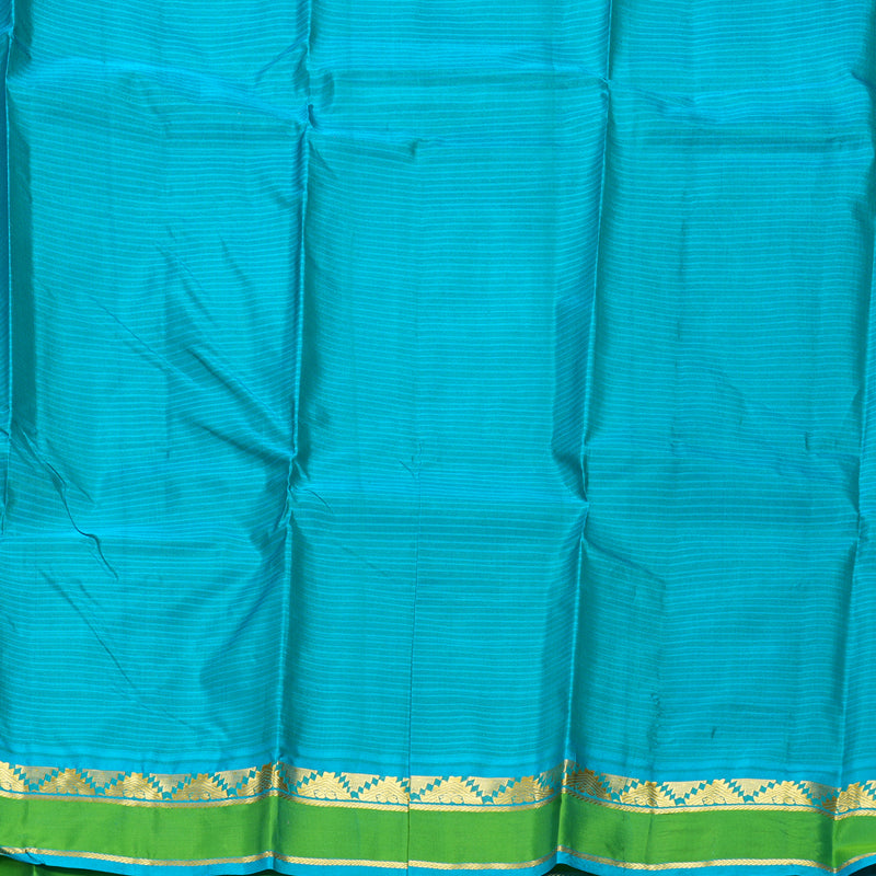 Hayagrivas Handloom Lime Green Kanjivaram Silk Saree with Sky Blue Border KBF912H3-28