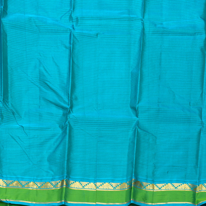 Hayagrivas Handloom Lime Green Kanjivaram Silk Saree with Sky Blue Border KBF912H3-28