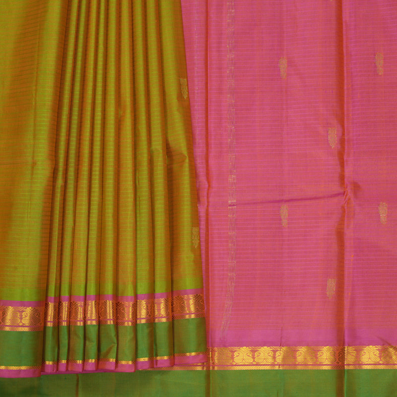 Hayagrivas Handloom Sampanga Green Kanjivaram Silk Saree KBF912H3-29