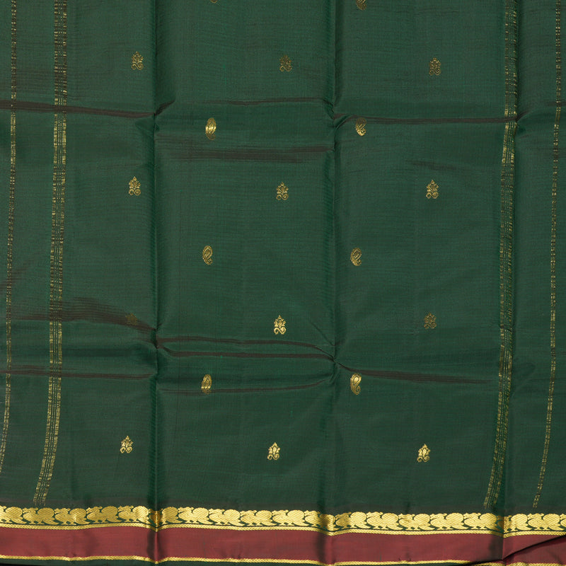 Hayagrivas Handloom Pastel Green Kanjivaram Silk Saree with Bottle Green Border KBF912H3-3
