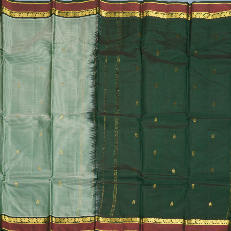 Hayagrivas Handloom Pastel Green Kanjivaram Silk Saree with Bottle Green Border KBF912H3-3
