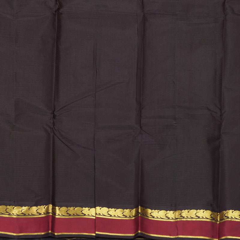 Hayagrivas Handloom Olive Green Kanjivaram Silk Saree with Red Border KBF912H3-30