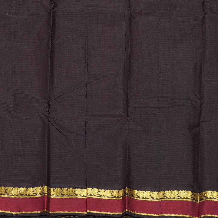 Hayagrivas Handloom Olive Green Kanjivaram Silk Saree with Red Border KBF912H3-30