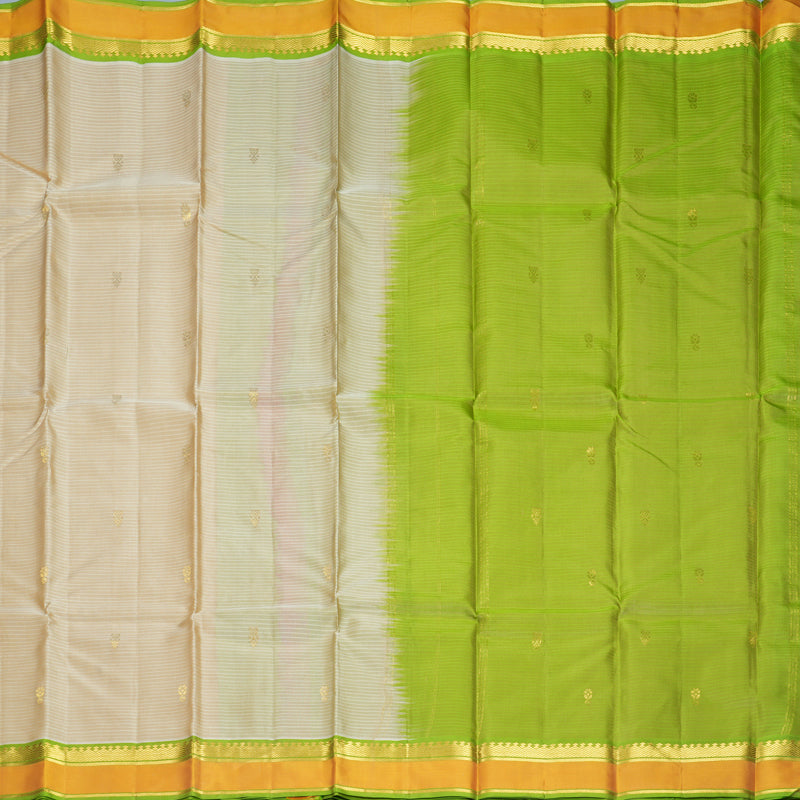 Hayagrivas Handloom Beige Kanjivaram Silk Saree with Mustard Border KBF912H3-7