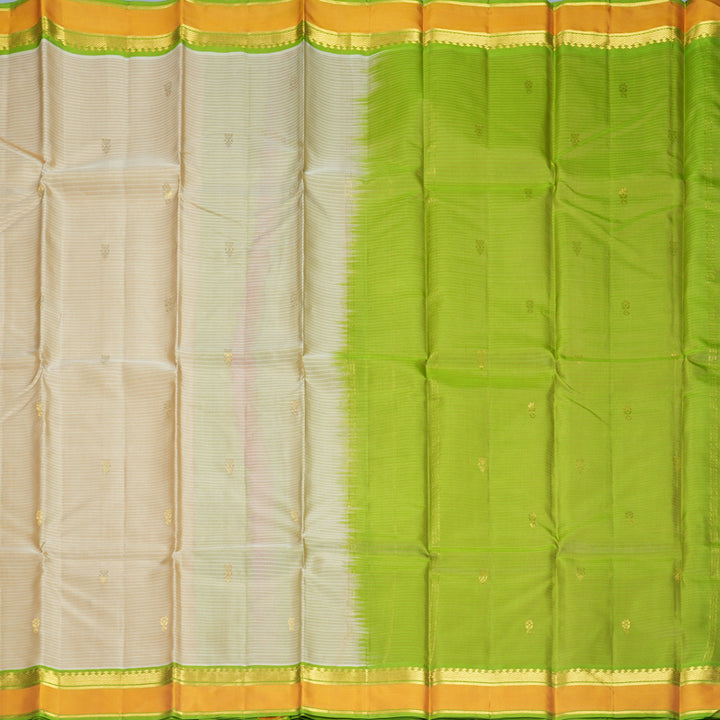 Hayagrivas Handloom Beige Kanjivaram Silk Saree with Mustard Border KBF912H3-7