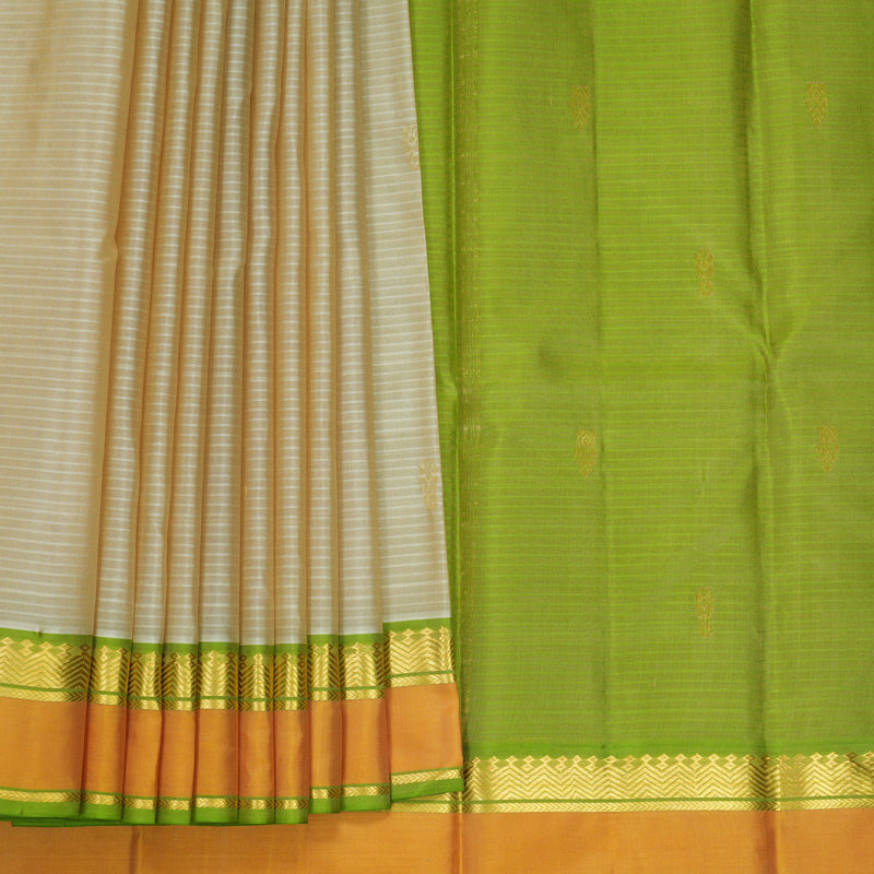 Hayagrivas Handloom Beige Kanjivaram Silk Saree with Mustard Border KBF912H3-7