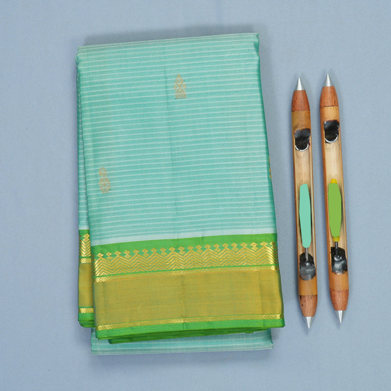 Hayagrivas Handloom Mint Green Kanjivaram Silk Saree with Parrot Green Border KBF912H3-8