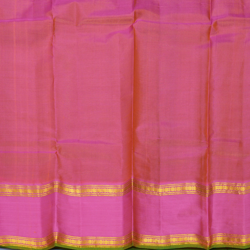 Hayagrivas Handloom Sampanga Green Kanjivaram Silk Saree with Pink Border KBF912H4-10