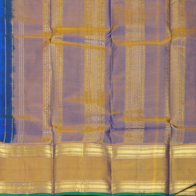 Hayagrivas Handloom MS Blue Kanjivaram Silk Saree with Honey Mustard Border KBF912H4-5