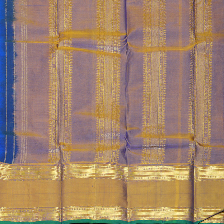 Hayagrivas Handloom MS Blue Kanjivaram Silk Saree with Honey Mustard Border KBF912H4-5