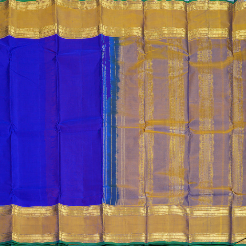 Hayagrivas Handloom MS Blue Kanjivaram Silk Saree with Honey Mustard Border KBF912H4-5