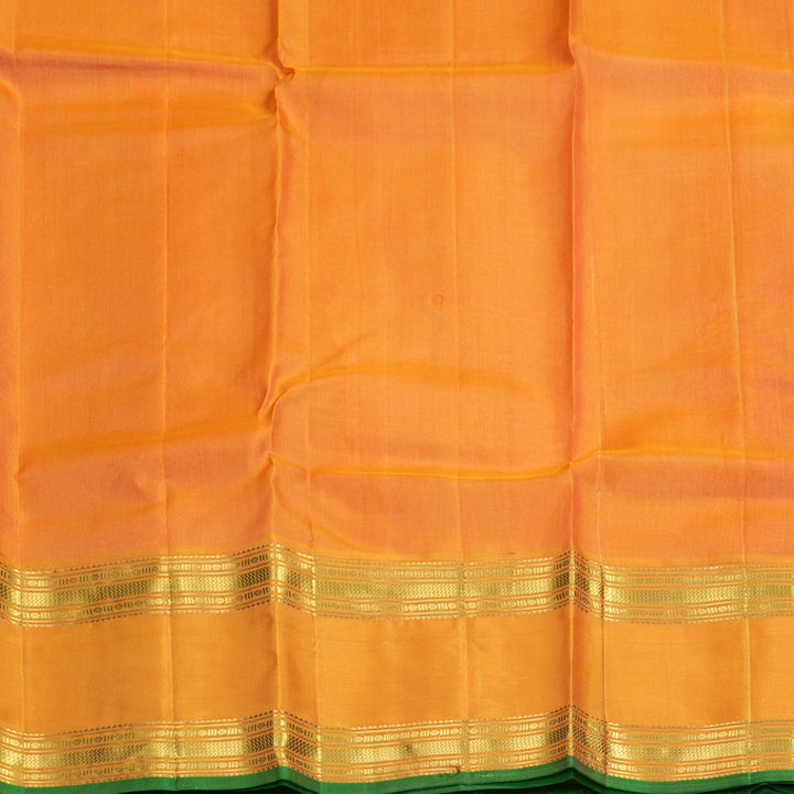 Hayagrivas Handloom Rose Pink Kanjivaram Silk Saree with Mango Yellow Border KBF912H4-9