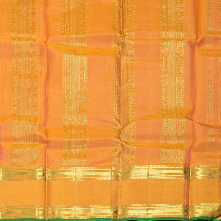 Hayagrivas Handloom Rose Pink Kanjivaram Silk Saree with Mango Yellow Border KBF912H4-9