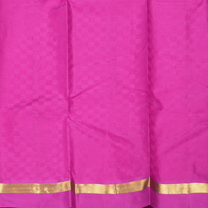 Hayagrivas Handloom Orangish-Pink Kanjivaram Silk Saree with Purple Border KBF912H5-2