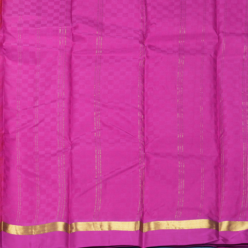 Hayagrivas Handloom Orangish-Pink Kanjivaram Silk Saree with Purple Border KBF912H5-2