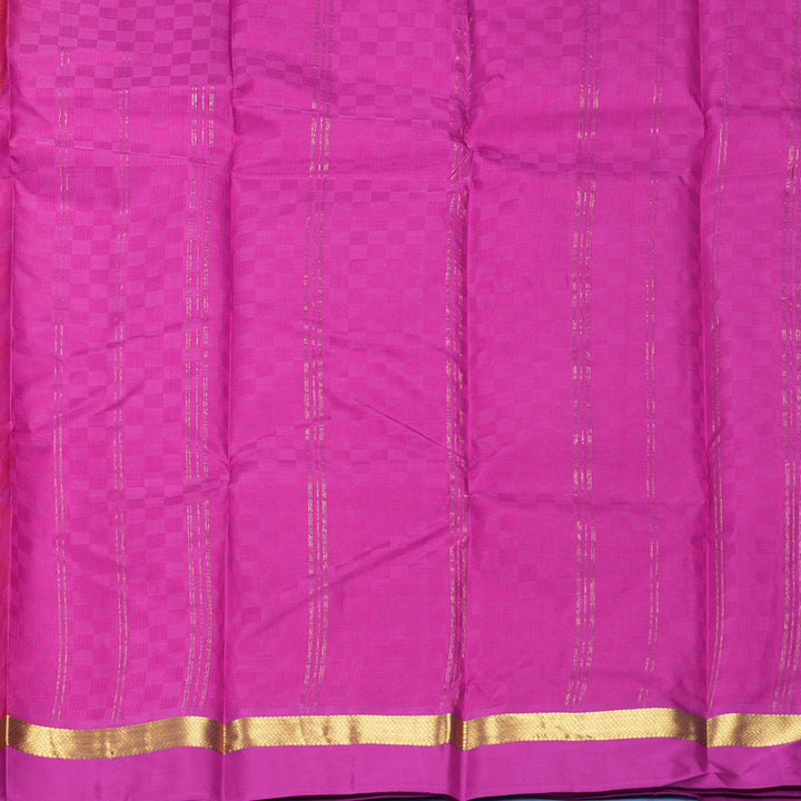 Hayagrivas Handloom Orangish-Pink Kanjivaram Silk Saree with Purple Border KBF912H5-2