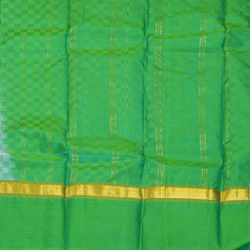 Hayagrivas Handloom Sea Green Kanjivaram Silk Saree with Parrot Green Border KBF912H5-4