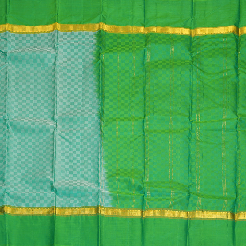 Hayagrivas Handloom Sea Green Kanjivaram Silk Saree with Parrot Green Border KBF912H5-4