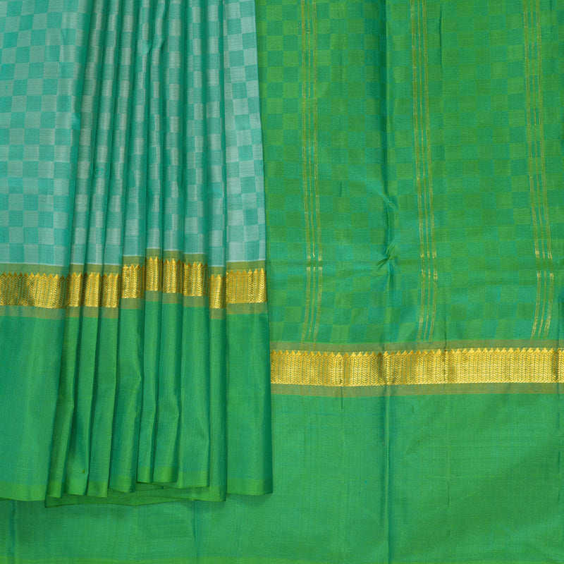 Hayagrivas Handloom Sea Green Kanjivaram Silk Saree with Parrot Green Border KBF912H5-4