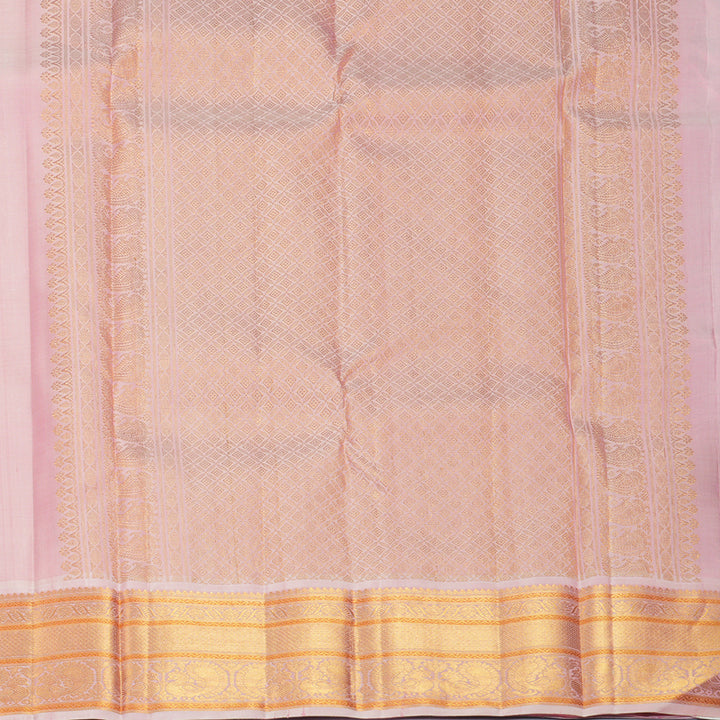 Hayagrivas Handloom Bottle Green Kanjivaram Silk Saree with Baby Pink Border KBF914H1-1