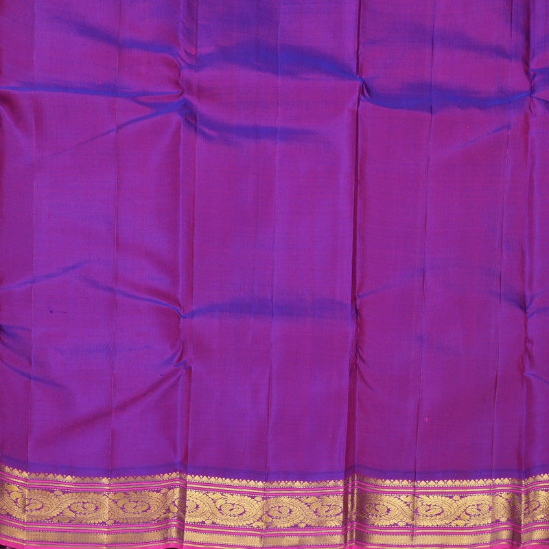 Hayagrivas Handloom Yellow Kanjivaram Silk Saree with Purple Border KBF914H4-1