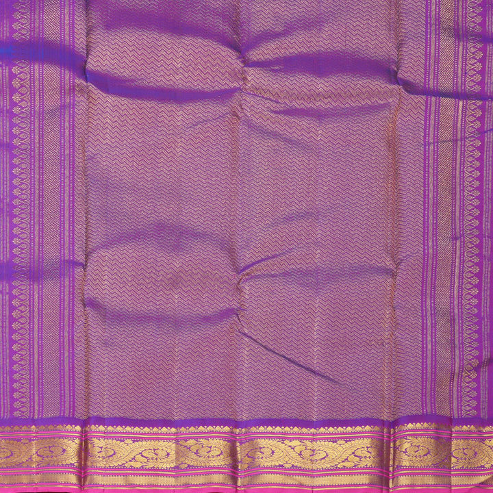 Hayagrivas Handloom Yellow Kanjivaram Silk Saree with Purple Border KBF914H4-1
