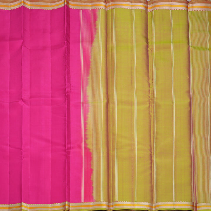 Hayagrivas Handloom Rani Pink Kanjivaram Silk Saree with Rust Orange Border KBF915H2-1