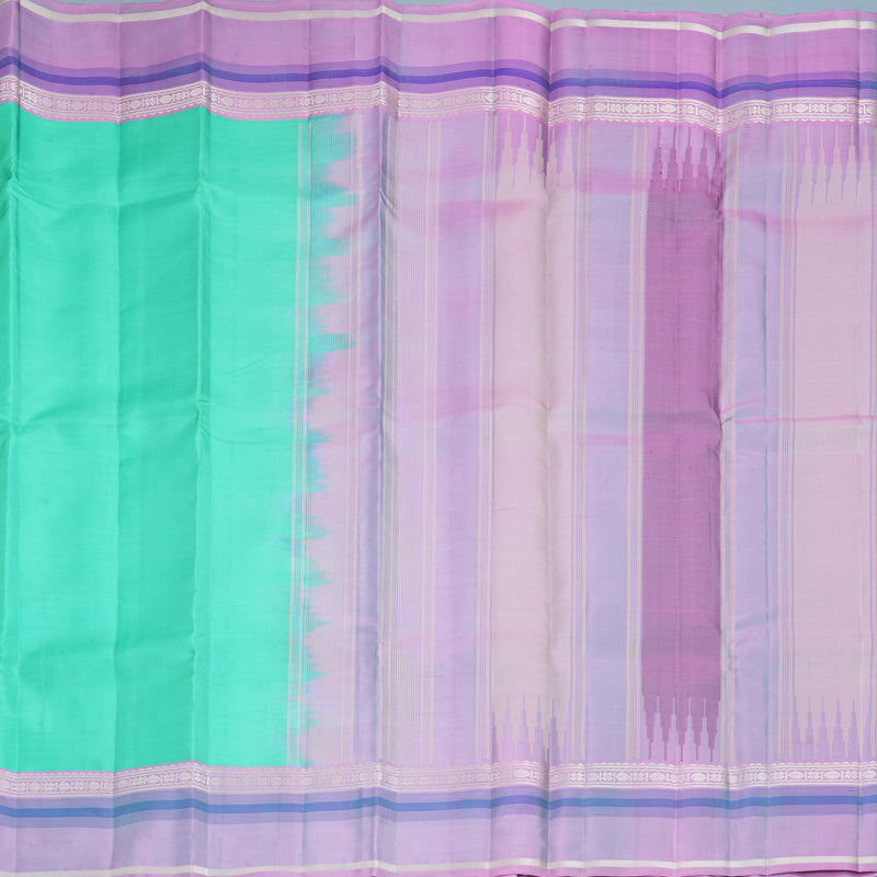 Hayagrivas Handloom Sea Green Kanjivaram Silk Saree with Lilac Border KBF915H2-4