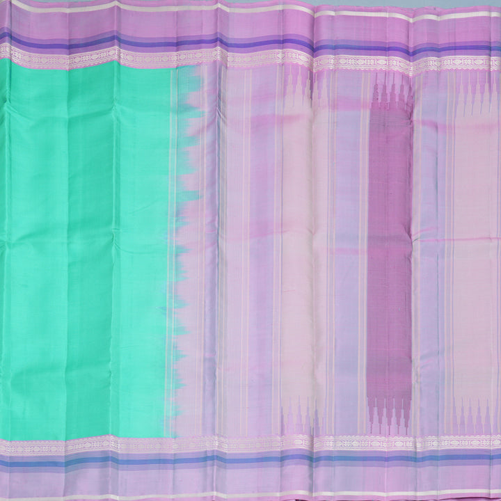 Hayagrivas Handloom Sea Green Kanjivaram Silk Saree with Lilac Border KBF915H2-4