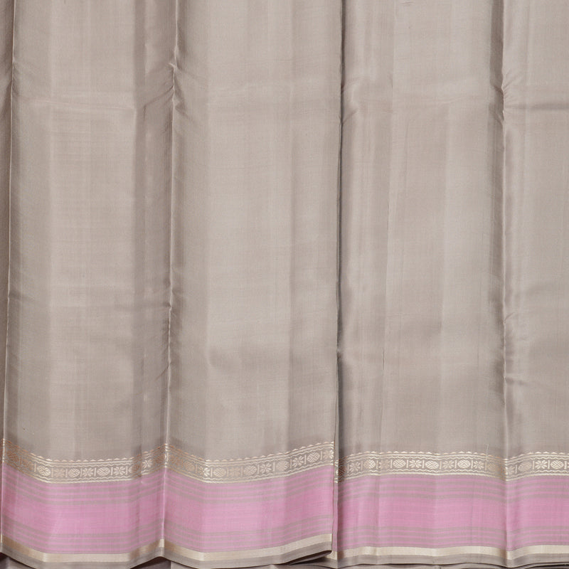 Hayagrivas Handloom Greige Kanjivaram Silk Saree with Light Brown Border KBF915H2-6