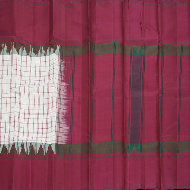 Hayagrivas Handloom White Kanjivaram Silk Saree with Maroon Border KBF915H5-1