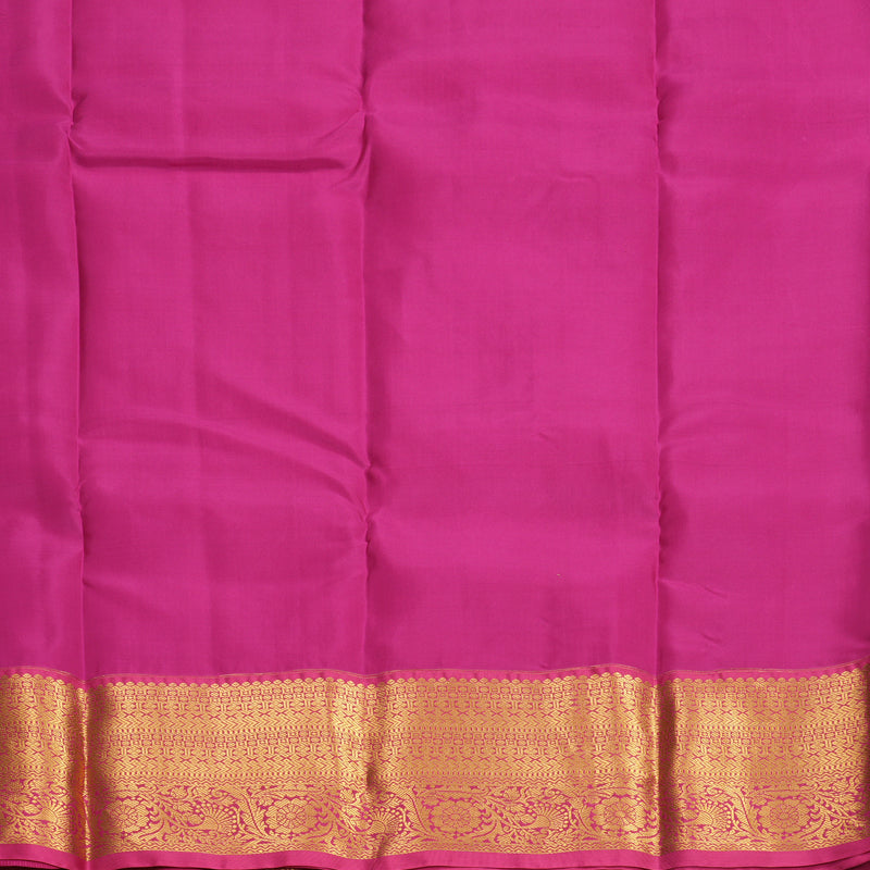 Hayagrivas Handloom Dark Brown Kanjivaram Silk Saree with Pink Border KBF916H1-13