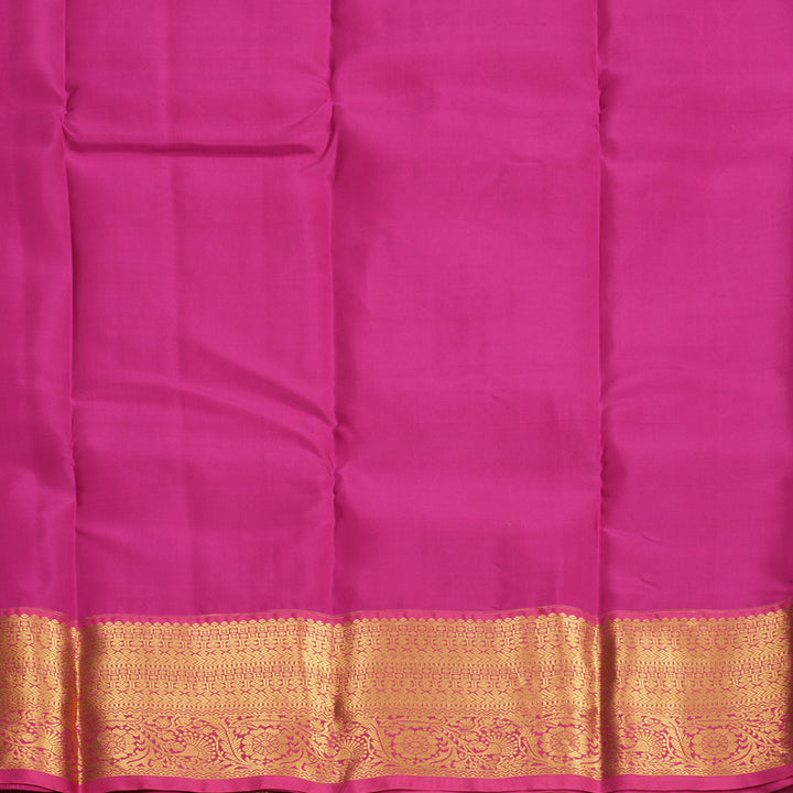 Hayagrivas Handloom Dark Brown Kanjivaram Silk Saree with Pink Border KBF916H1-13